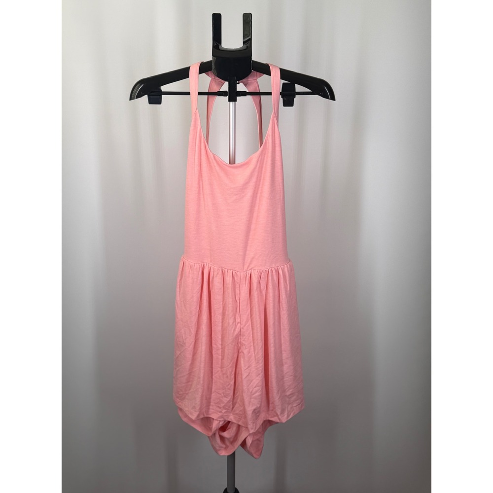 Halara Pink Halter Neck Activewear Romper with Built-in Shorts Size Large NWT